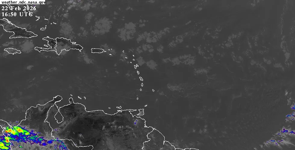 GOES East Infrared satellite view of the Eastern Caribbean